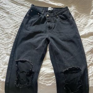 Princess Polly Asymmetrical Jeans Black